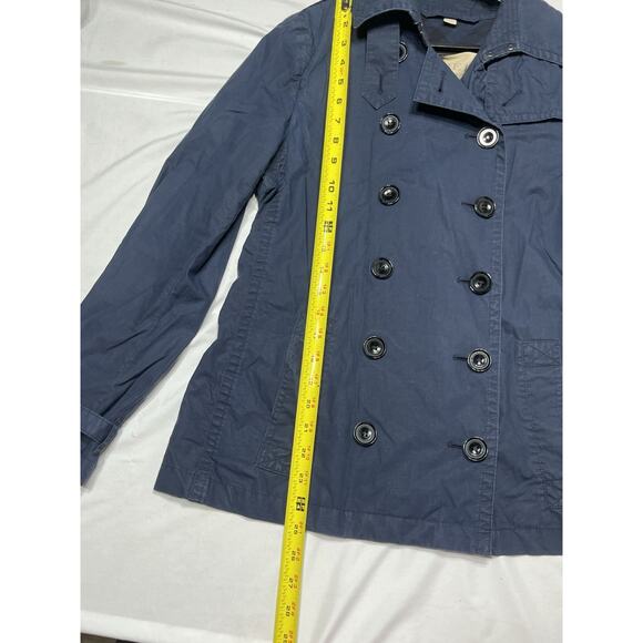 Burberry Brit Trench Coat Short Jacket Double Breast Belt Balmoral Blue Size 4 - Picture 6 of 10